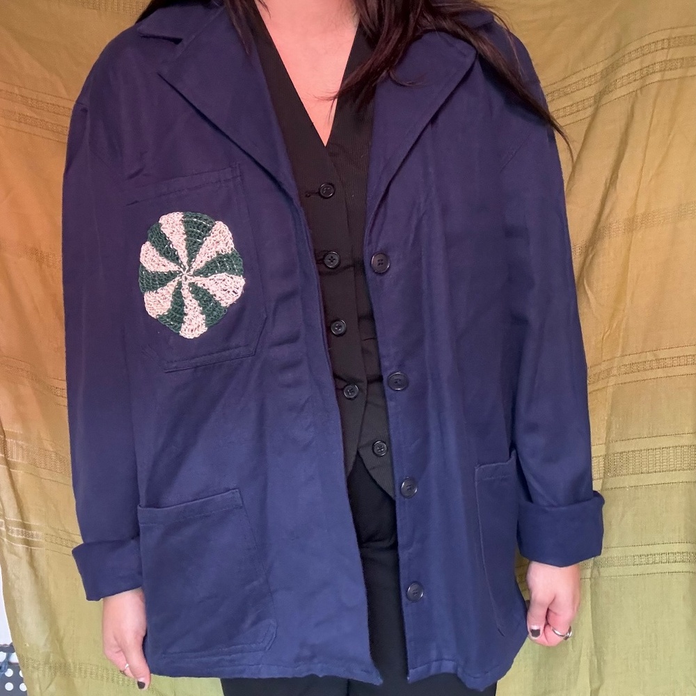 Vintage Chore Jacket ~ Crochet Patch